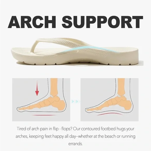 11•Women's Arch Support Cream Flip Flops - Picture 3 of 14